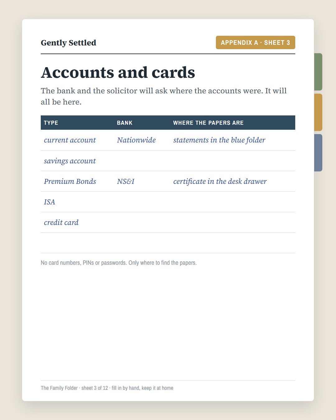 Family Folder · Accounts and cards